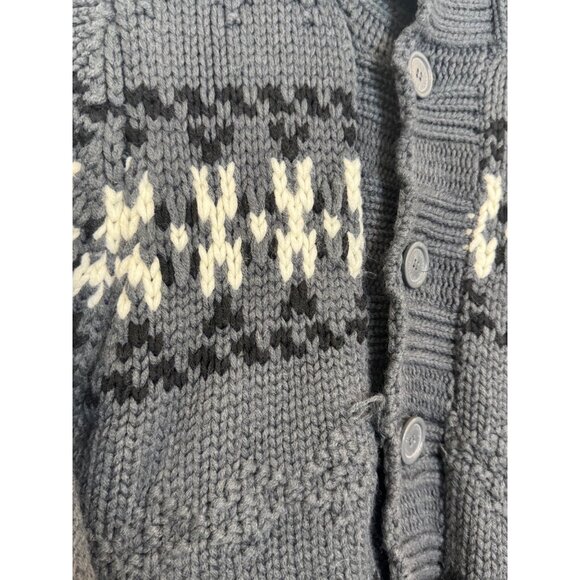 Abercrombie & Fitch Hand Knit Wool Sweater Large Gray Button-Up Nordic Pattern - Picture 3 of 5